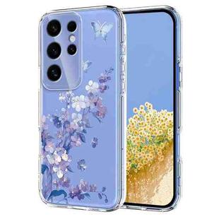 For Samsung Galaxy S25 Ultra 5G Flower Pattern Painted TPU Phone Case(Violet)