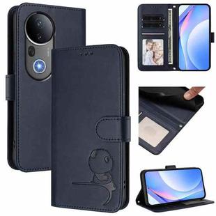 For vivo S20 Pro Litter Panda Embossing RFID Leather Phone Case with Lanyard(Blue)