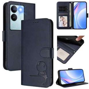 For vivo V29 / V29 Pro Litter Panda Embossing RFID Leather Phone Case with Lanyard(Blue)