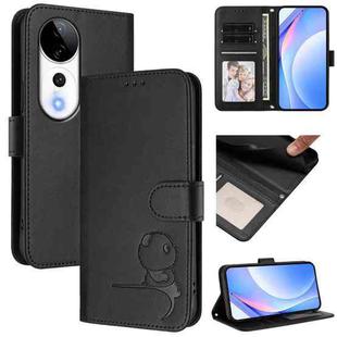 For vivo V40 / V40 Pro / T3 Ultra Litter Panda Embossing RFID Leather Phone Case with Lanyard(Black)