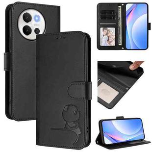 For vivo V40 Lite 5G / V30e 5G Litter Panda Embossing RFID Leather Phone Case with Lanyard(Black)
