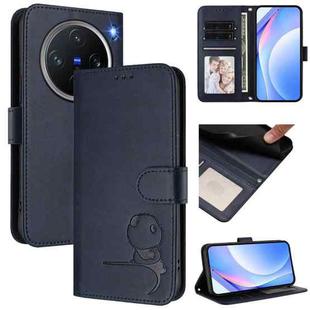 For vivo X200 Pro mini Litter Panda Embossing RFID Leather Phone Case with Lanyard(Blue)