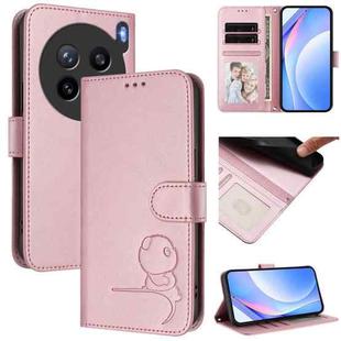 For vivo X200s Litter Panda Embossing RFID Leather Phone Case with Lanyard(Pink)