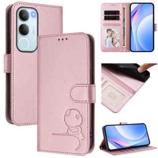 For vivo Y19s 4G / Y29 5G Litter Panda Embossing RFID Leather Phone Case with Lanyard(Pink)