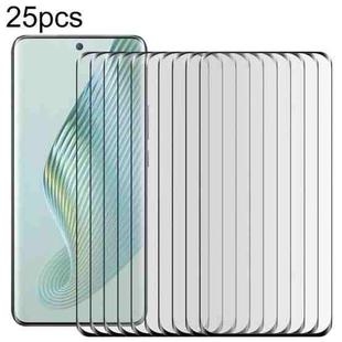 For Honor Magic5 25pcs Full Glue 9H HD 3D Curved Edge Tempered Glass Film(Black)
