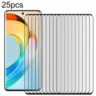 For Honor X50 25pcs Full Glue 9H HD 3D Curved Edge Tempered Glass Film(Black)
