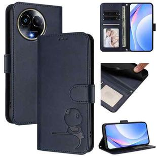For Realme 11 5G / 11x / C67 5G India Litter Panda Embossing RFID Leather Phone Case with Lanyard(Blue)