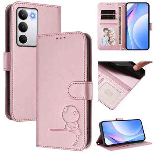 For Realme C71 4G Litter Panda Embossing RFID Leather Phone Case with Lanyard(Pink)