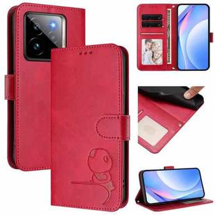 For Realme GT7 Pro / GT7 Pro Racing Litter Panda Embossing RFID Leather Phone Case with Lanyard(Rose Red)