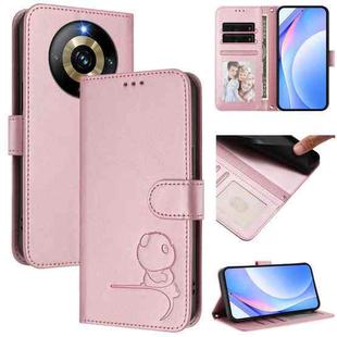For Realme Narzo 60 Pro Litter Panda Embossing RFID Leather Phone Case with Lanyard(Pink)