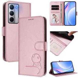 For Realme Narzo 80x Litter Panda Embossing RFID Leather Phone Case with Lanyard(Pink)