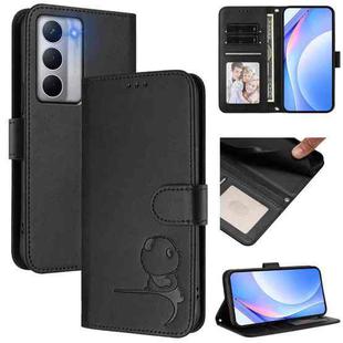 For Realme Narzo 80x Litter Panda Embossing RFID Leather Phone Case with Lanyard(Black)