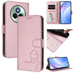 For Realme P3 Pro Litter Panda Embossing RFID Leather Phone Case with Lanyard(Pink)