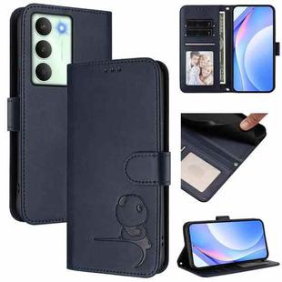 For Realme V70 5G / 14x Global / C75 5G Litter Panda Embossing RFID Leather Phone Case with Lanyard(Blue)