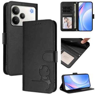 For Realme P4 5G Litter Panda Embossing RFID Leather Phone Case with Lanyard(Black)