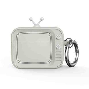 For AirPods Pro 2 Retro TV Bluetooth Earphone Silicone Protective Case(White)