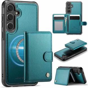 For Samsung Galaxy S24 FE 5G JEEHOOD J09 Buckle Card Bag MagSafe Magnetic Style RFID Leather Phone Case(Green)