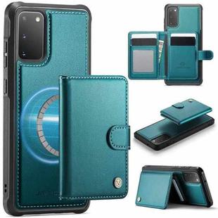 For Samsung Galaxy S20 JEEHOOD J09 Buckle Card Bag MagSafe Magnetic Style RFID Leather Phone Case(Green)