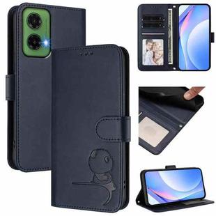 For Motorola Moto G35 5G Litter Panda Embossing RFID Leather Phone Case with Lanyard(Blue)