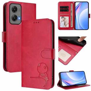 For Motorola Moto G Stylus 5G 2024 Litter Panda Embossing RFID Leather Phone Case with Lanyard(Rose Red)