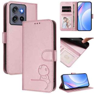 For Motorola Moto G Stylus 5G 2025 Litter Panda Embossing RFID Leather Phone Case with Lanyard(Pink)