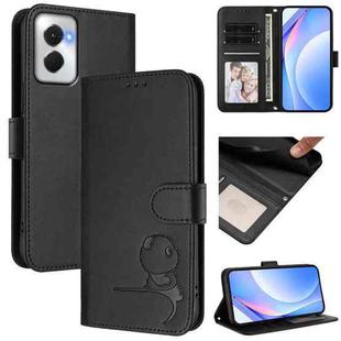 For Motorola Moto G Power 5G 2024 Litter Panda Embossing RFID Leather Phone Case with Lanyard(Black)
