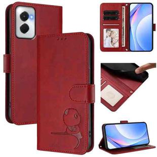 For Motorola Moto G Power 5G 2024 Litter Panda Embossing RFID Leather Phone Case with Lanyard(Wine Red)