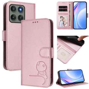 For Motorola Edge 60 Pro Litter Panda Embossing RFID Leather Phone Case with Lanyard(Pink)