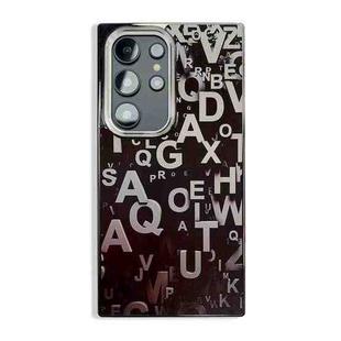 For Samsung Galaxy S25 Ultra 5G Side Carbon Fiber Pattern Electroplated TPU Phone Case(Black White Letters)