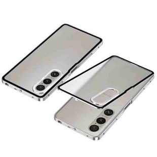 For Sony Xperia 1 VI Snap Buckle Metal Frame Frosted Phone Case(Silver)