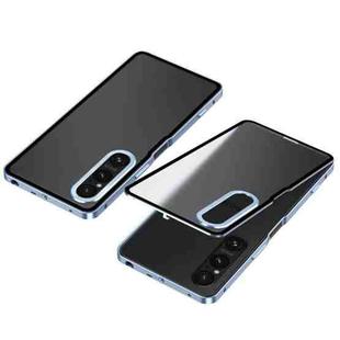 For Sony Xperia 1 VI Snap Buckle Metal Frame Frosted Phone Case(Blue)