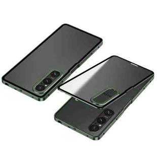 For Sony Xperia 1 VI Snap Buckle Metal Frame Frosted Phone Case(Green)