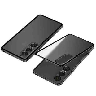 For Sony Xperia 1 VII Snap Buckle Metal Frame Frosted Phone Case(Black)