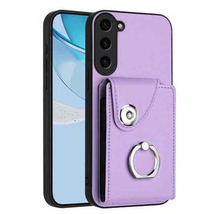 For Samsung Galaxy S23 FE 5G Organ Card Bag Ring Holder Phone Case(Purple)