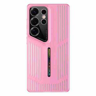 For Samsung Galaxy S25 Ultra 5G Cooling Frosted Translucent Hollow Heat Dissipation Phone Case(Light Red)