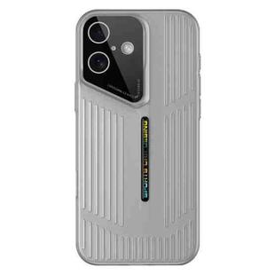 For iPhone 16 Cooling Frosted Translucent Hollow Heat Dissipation Phone Case(Black Grey)