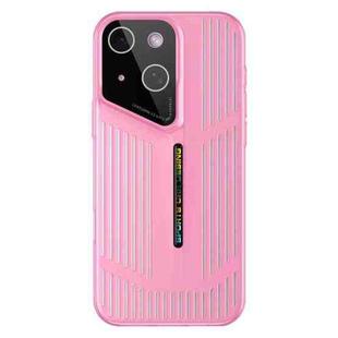 For iPhone 14 Cooling Frosted Translucent Hollow Heat Dissipation Phone Case(Light Red)
