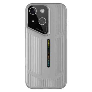 For iPhone 14 Cooling Frosted Translucent Hollow Heat Dissipation Phone Case(Black Grey)