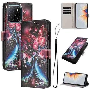 For Honor X6c 4G Color Drawing Pattern Leather Phone Case(Butterfly Tree)
