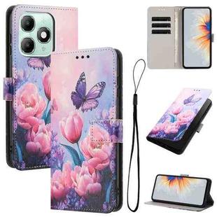 For itel A90 Color Drawing Pattern Leather Phone Case(Pink Butterfly)
