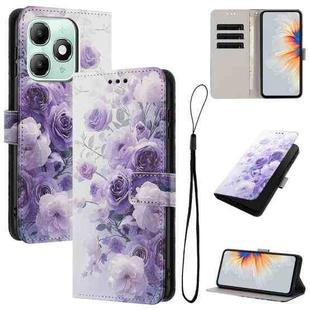 For itel A90 Color Drawing Pattern Leather Phone Case(Purple Rose)