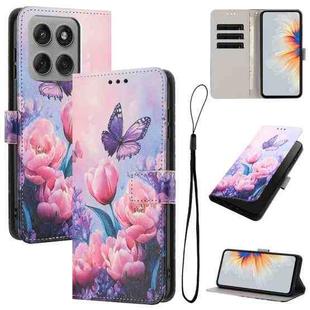 For Motorola Edge 60 Pro Color Drawing Pattern Leather Phone Case(Pink Butterfly)