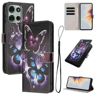 For Motorola Moto G86 5G Color Drawing Pattern Leather Phone Case(Two Butterflies)