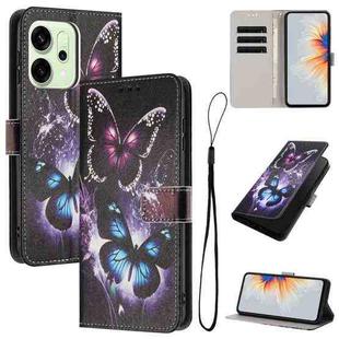 For OPPO Reno14 5G Global Color Drawing Pattern Leather Phone Case(Two Butterflies)