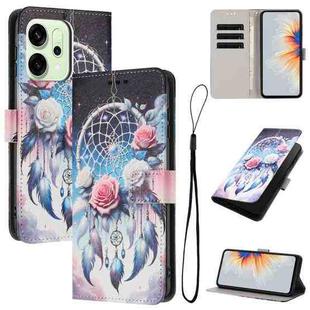 For OPPO Reno14 Pro 5G Global Color Drawing Pattern Leather Phone Case(Flower Wind Chime)