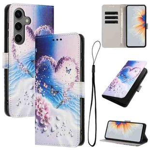 For Samsung Galaxy S25 FE 5G Color Drawing Pattern Leather Phone Case(Love Butterfly)