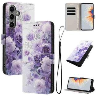For Samsung Galaxy S25 FE 5G Color Drawing Pattern Leather Phone Case(Purple Rose)