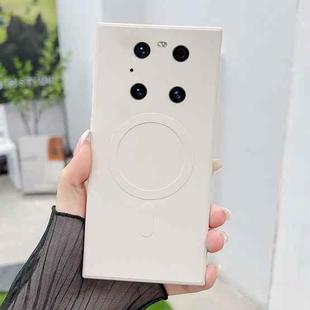 For Huawei Mate 40 Pro Solid Color Liquid Silicone MagSafe Magnetic Phone Case(Antique White)