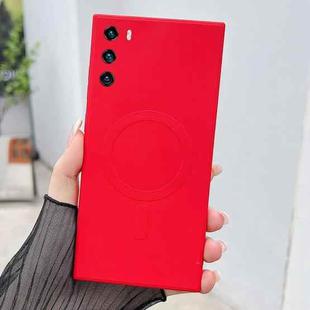 For Huawei P40 Solid Color Liquid Silicone MagSafe Magnetic Phone Case(Red)