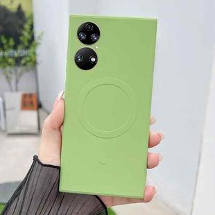 For Huawei P50 Pro Solid Color Liquid Silicone MagSafe Magnetic Phone Case(Matcha Green)